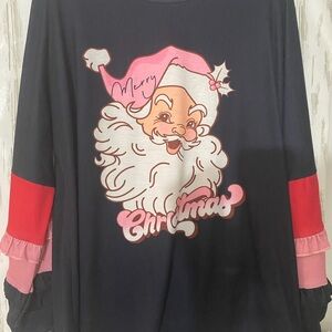 Festive Santa Graphic Women's Blouse
